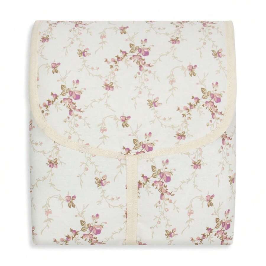 Portable Foldable Waterproof Diaper Changing Pad With Pocket 100% Cotton - Floral Rust - View 1