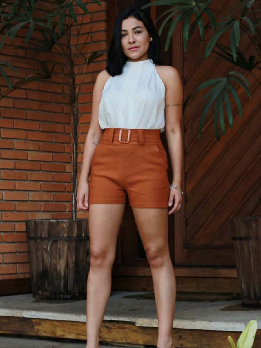 Bengaline Shorts With Modern Modeling - 駝色 - 查看 1