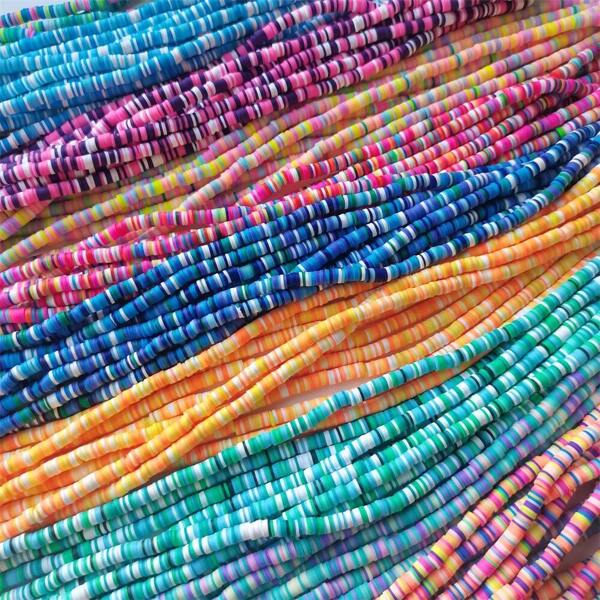 370 piezas/Paquete Cuentas de rodajas de arcilla polimérica de 6mm de colores mixtos para hacer joyas, pulseras, collares DIY