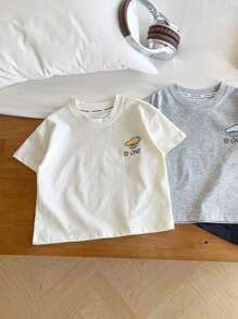 Nova camiseta infantil de verão com estampa de desenho animado e design de asa 3D, unissex