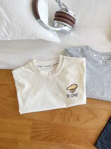 Nova camiseta infantil de verão com estampa de desenho animado e design de asa 3D, unissex