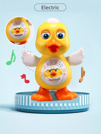 Decorazione natalizia, giocattolo interattivo musicale di anatra bambino con luci e suoni, robot danzante con elementi spaziali, regalo per neonati, bambini e bambini
