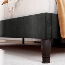 Full/Queen/King Size Bed Frame With Adjustable Velvet Tiara Headboard, Upholstered Diamond Button Tufted Platform Bed, Wood Slats Support, No Box Spring Needed, Black/Grey/White - 黑色 - 查看 5