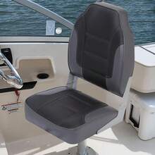 2-Pack High Back Folding Boat Seats - Durable Fishing Boat Chairs With Stainless Steel Screws, Thickened Sponge Padding, And Hinge For Sightseeing, Speedboats, And Canoes - 黑色 - 查看 2