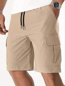 Men's Casual Cargo Shorts With Flap And Drawstring Pockets Active Shorts - 卡其色 - 查看 2