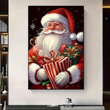 1pc Christmas Canvas Print Poster, Santa Claus Canvas Wall Art For Bathroom Bedroom Office Living Room Home Decor, No Frame - Multicolor - View 4
