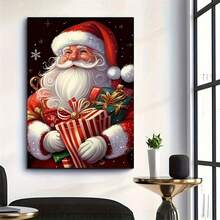 1pc Christmas Canvas Print Poster, Santa Claus Canvas Wall Art For Bathroom Bedroom Office Living Room Home Decor, No Frame - Multicolor - View 2