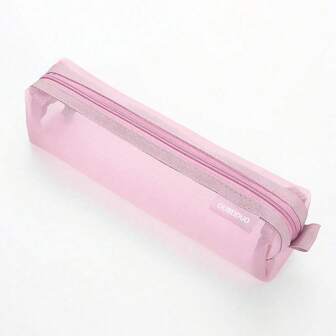 Simple Square Transparent Mesh Pencil Case/Makeup Brush Holder/Pen Bag For Stationery Storage, 1pc
