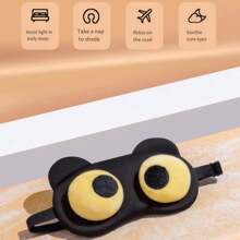 1pc Breathable Plush Eye Mask Sleep Special Cute Cartoon Eye Mask,School,Back To School,Travel,Travel Essentials,Home Essentials,Eye Mask,Sleep Mask - Black - View 6