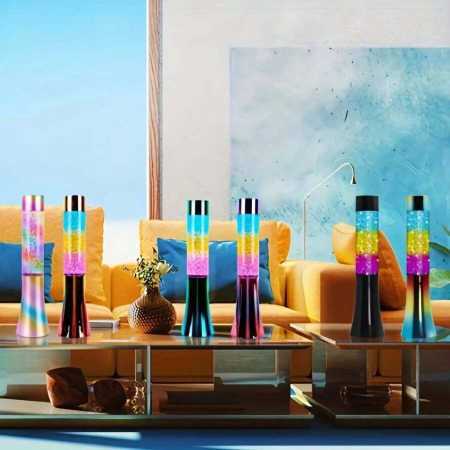1pc Glitter Lava Lamp Color Flash Lava Lamp Rainbow Decorative Led Lava