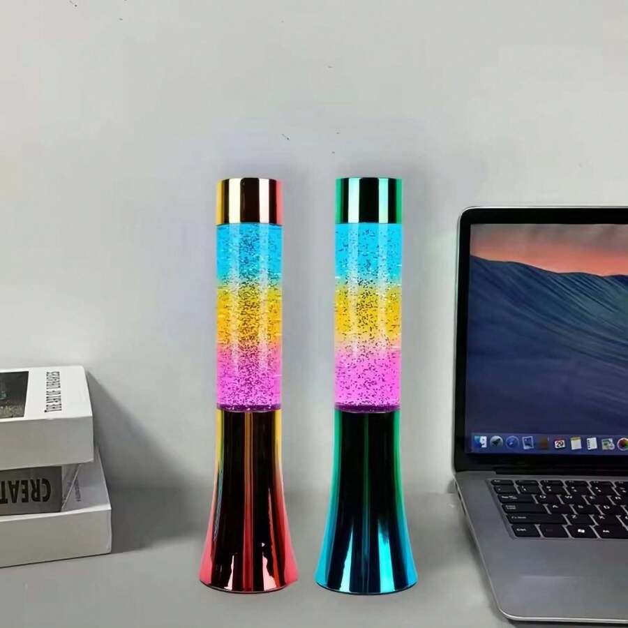 1pc Glitter Lava Lamp Color Flash Lava Lamp Rainbow Decorative Led Lava