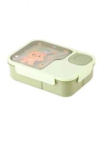 1 Pieza Caja de almuerzo de dibujos animados, una caja de almuerzo linda y minimalista con animales de dibujos animados, caja de almuerzo portátil, caja de aperitivos y almuerzos separada, adecuada para adolescentes y trabajadores en escuelas, cafeterías, hogares y campamentos, cocina, regalo de Navidad, útiles escolares