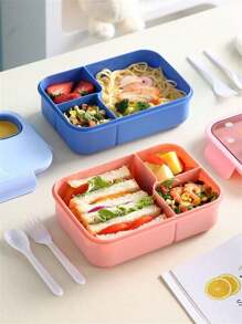 1 Pieza Caja de almuerzo de dibujos animados, una caja de almuerzo linda y minimalista con animales de dibujos animados, caja de almuerzo portátil, caja de aperitivos y almuerzos separada, adecuada para adolescentes y trabajadores en escuelas, cafeterías, hogares y campamentos, cocina, regalo de Navidad, útiles escolares