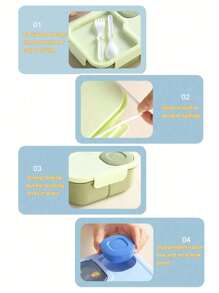 1 Pieza Caja de almuerzo de dibujos animados, una caja de almuerzo linda y minimalista con animales de dibujos animados, caja de almuerzo portátil, caja de aperitivos y almuerzos separada, adecuada para adolescentes y trabajadores en escuelas, cafeterías, hogares y campamentos, cocina, regalo de Navidad, útiles escolares