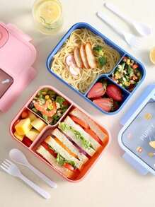 1 Pieza Caja de almuerzo de dibujos animados, una caja de almuerzo linda y minimalista con animales de dibujos animados, caja de almuerzo portátil, caja de aperitivos y almuerzos separada, adecuada para adolescentes y trabajadores en escuelas, cafeterías, hogares y campamentos, cocina, regalo de Navidad, útiles escolares