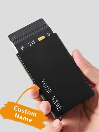 1pc Custom Signature Wallet, Personalized Signature Design Wallet, Custom Signature Wallet, Personalized Wallet With Signature,Custom Signature Wallet,Slim Card Pushing Pattern Wallet ID Bank Credit Card Holder Minimalist Thin Aluminium Metal Wallets Bank Card Box RFID Women Purse Men Metal Card Holders Organizer,Customized Wallets & Cardholders,Street Casual Chic,All-Purpose,Large Capacity,Versatile,Multifunction,Colorful,Cute,Adorable,Contracted,Funny,Kawaii,Y2K,Minimalist,Commuting,Business Casual,Basics,Custom,Personalized,Unique,Customized,Ideal Gifts For Him,Ideal Gifts For Her,Her,Family,Friends,Girlfriend,For Anniversaries,For Birthdays,For Holiday/ Vacation,For Outdoors/Outings/Travel/Hiking/Stadium/Sports/Climbing,For Business/Commute/Work/Office,New Year Glamour