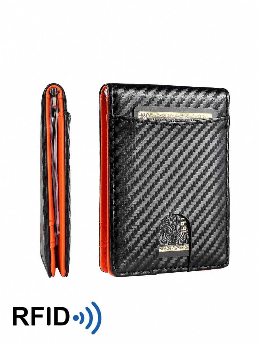 Men's Ultra-Thin RFID Blocking Wallet, Synthetic Leather US Dollar Clip Cardholder, 4-Season