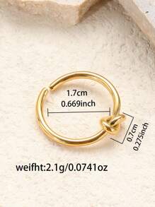 1 Pieza Elegante Anillo Abierto De Acero Inoxidable Con Diseño De Nudo - Amarillo Oro - Ver 6