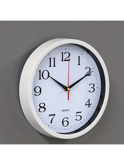 1pc Moderne Minimalist Zwart Wit Plastic Glass Wand Clock, Silent Quartz, Living Room, Bedroom, Office, Sizes Available: 8in, 10in, 12in (Battery Not Included),Home ,Room Klok Bedroom Dormitory Back To School