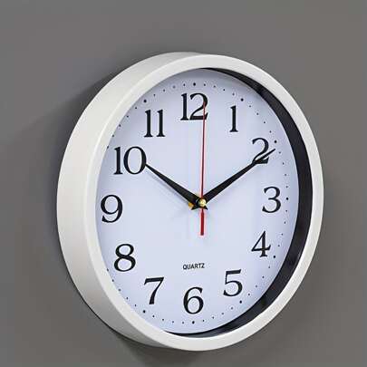 1 件现代简约黑白塑料玻璃挂钟，静音石英，适用于客厅、卧室、办公室、装饰、礼物，可选尺寸：8 英寸、10 英寸、12 英寸（不含电池）、家居装饰、房间装饰