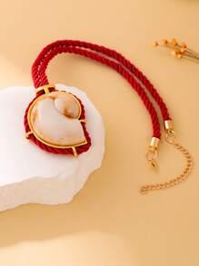 1 件金属和树脂材质大贝壳吊坠，色彩缤纷的设计，适合海滩派对、海滩度假和日常佩戴 - 彩色貝殼吊墜項鍊 - 查看 4