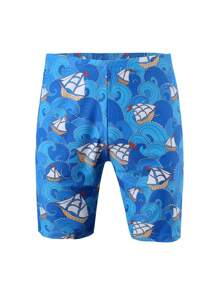 新款时尚男士速干透气泳裤，高弹性优质 5 英寸游泳短裤 - 黑色 - 查看 1