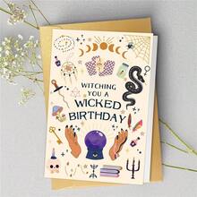 Tarjeta de cumpleaños de Halloween divertida, tarjeta de cumpleaños de Halloween con juego de palabras "Wicked", tarjeta de cumpleaños, "Te deseo un cumpleaños perverso" - Multicolor - Ver 6