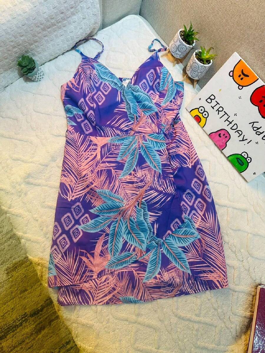 Women's Casual Sleeveless Back Zipper Solid Ruffles Summer Jumpsuit - Purple - View 1