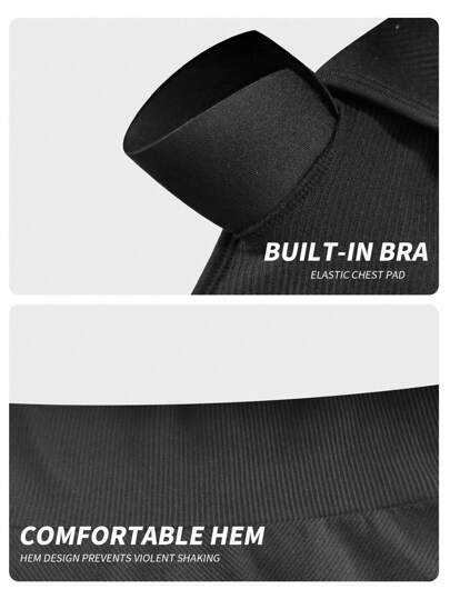 Yefecy Solid Ribbed Knit Yoga Sports Bra,Shockproof Gathering No Steel Ring BH Women, Activewear view 5