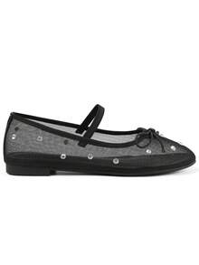 Crystal Mesh Ballet Flats Shoes Round Toe Slip On Ballerina Flats For Women Rhinestone Flats Shoes Dressy Comfortable Casual Styles Mary Jane - 黑色 - 查看 8