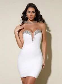 Love Aing Nieuwe dames illusie handgemaakte strass mini sexy bandage cocktailparty nachtclub beroemdheid bandeau jurk