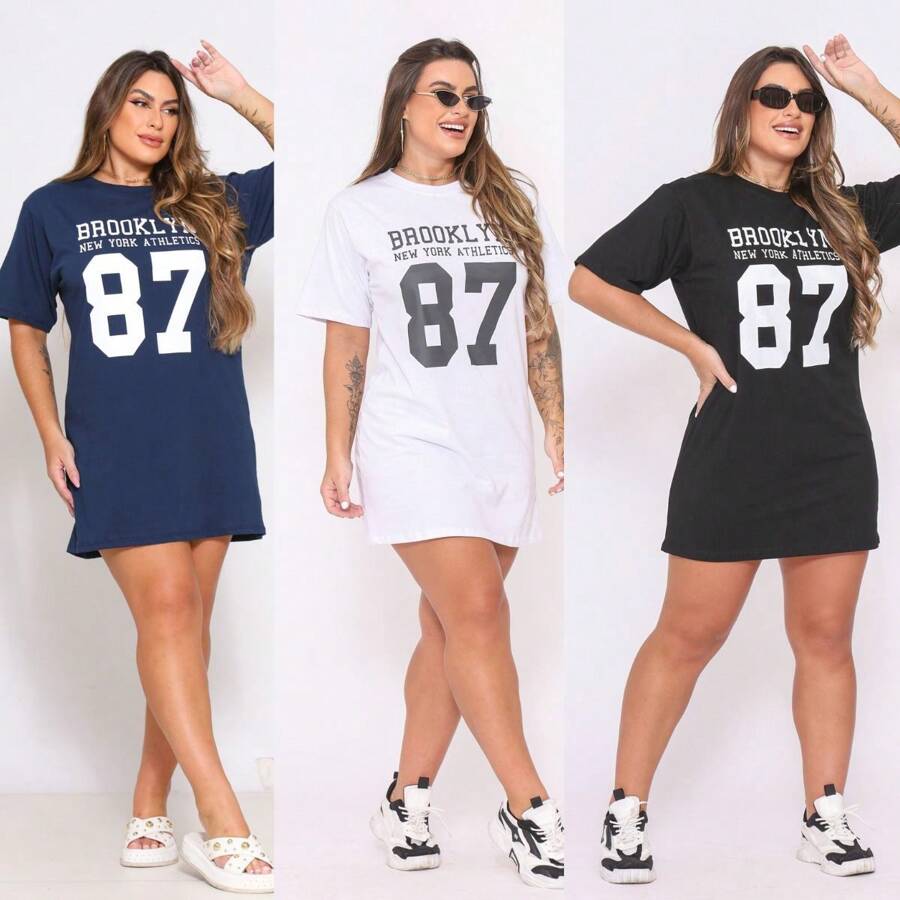 Kit With 3 Printed T-Shirt Dresses - Nhiều màu - Xem 1