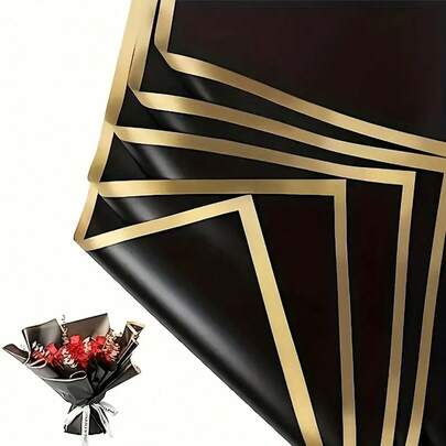 20pcs Gold Trim Korean Style Wrapping Paper, Suitable For DIY Crafts, Gifts, Floral Decoration, 23 X 23 Inches, Tissue Paper, Bouquet Supplies (Pink)