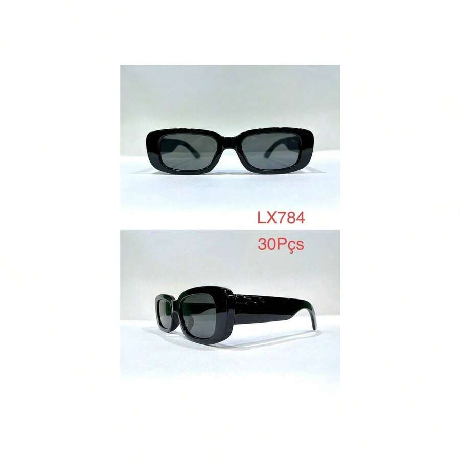 BLACK MIRRORED Vintage Rectangular Retro Sunglasses Models Unisex Promotion - màu đen - Xem 1