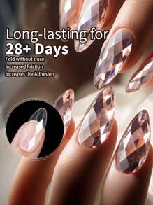 120/140Pcs 3D Diamond Almond/Ballet/Coffin False Nails Clear Press On Nails For Acrylic Gel Reusable Fake Nail Tips DIY Nail Supplies For Women&Girls Manicure Art Decoration Design - Clear - View 5