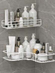 1個不鏽鋼掛壁淋浴儲物架,浴室組織粘合式淋浴架,防銹淋浴架,無需鑽孔,淋浴組織,適合放置洗髮水,香皂等,廚房用品,廚房用品 - 黑色 - 查看 8