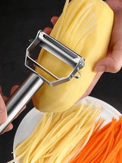 1pc Stainless Steel Peeler, Multipurpose Fruit & Vegetable Peeler, Potato Peeler, Julienne Slicer
