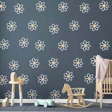 4 Sheets Daisy Wall Decal Flower Vinyl Wall Decals Daisy Decals Floral Decals Peel And Stick Daisy Stickers For Nursery Wall Art Bedroom Living Room - White - View 6