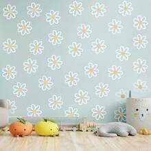 4 Sheets Daisy Wall Decal Flower Vinyl Wall Decals Daisy Decals Floral Decals Peel And Stick Daisy Stickers For Nursery Wall Art Bedroom Living Room - White - View 3