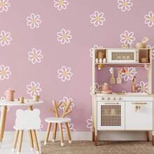 4 Sheets Daisy Wall Decal Flower Vinyl Wall Decals Daisy Decals Floral Decals Peel And Stick Daisy Stickers For Nursery Wall Art Bedroom Living Room - White - View 2