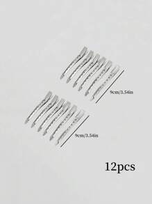 12pcs Y2K Style Metal Hair Clips, Silver & Gold Color, Fashionable Hair Accessories, Chic Side Clips For Women