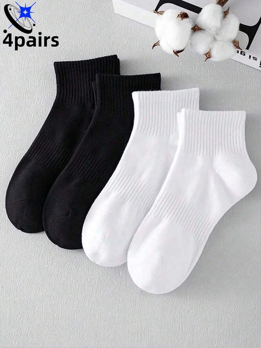 4 Cặp Tất Ngắn Thoáng Khí Co Giãn Cao Bằng Lycra Dành Cho Nam Thích Hợp Mặc Hàng Ngày - Nhiều màu - Xem 1