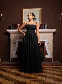 Gabriela Brilliant Tulle Side Cross Dress - 黑色 - 查看 5