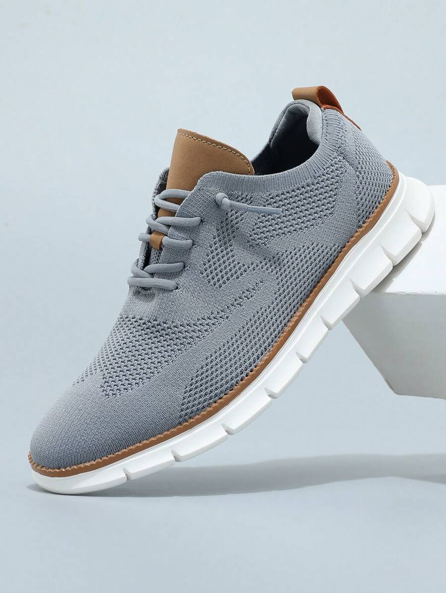 Men's Casual Dress Shoes Fashion Walking Sneakers Mesh Business Oxfords Work Lightweight Soft Sole - 灰色 - 查看 1