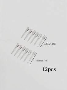 12pcs Y2K Style Metal Hair Clips, Silver & Gold Color, Fashionable Hair Accessories, Chic Side Clips For Women