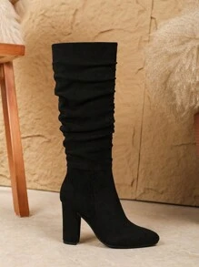 Women High Heel Fashionable Heeled Ankle Boots, New Autumn Western Style Pointed Toe Thick Heel Riding Boots,Black Boots - Black - View 4