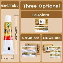 艺术家中国水彩颜料套装 - 专业品质高颜料，可实现鲜艳的色彩混合 - 12/24X 5 毫升管；多种颜色 - 5ml - 查看 5