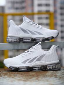 Mens Running Shoes Air Cushion Fashion Sneakers Casual Tennis Walking Athletic Trainers Zapatillas Para Hombre White - 灰色 - 查看 4