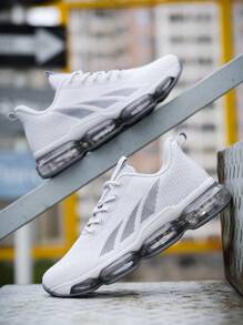 Mens Running Shoes Air Cushion Fashion Sneakers Casual Tennis Walking Athletic Trainers Zapatillas Para Hombre White - 灰色 - 查看 3