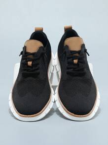 Men's Casual Dress Shoes Fashion Walking Sneakers Mesh Business Oxfords Work Lightweight Soft Sole - 黑色 - 查看 5